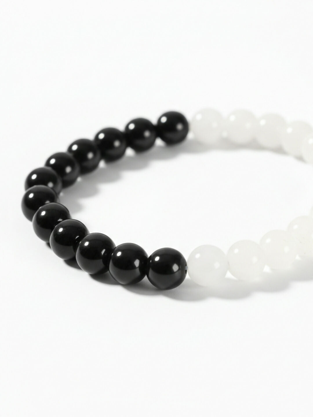 NVR Black & White Crystal Beaded Bracelet for Men & Women | Grocsy