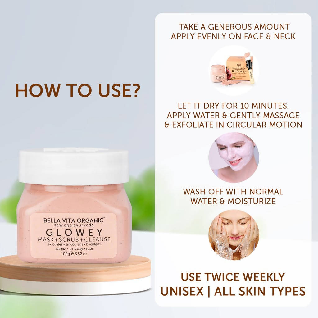 Bella Vita Organic New Age Ayurveda Glowey Mask + Scrub + Cleanse | Grocsy