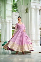 Joban Fashion Pink Georgette Sequence Embroidery Work Kurta Set | Grocsy