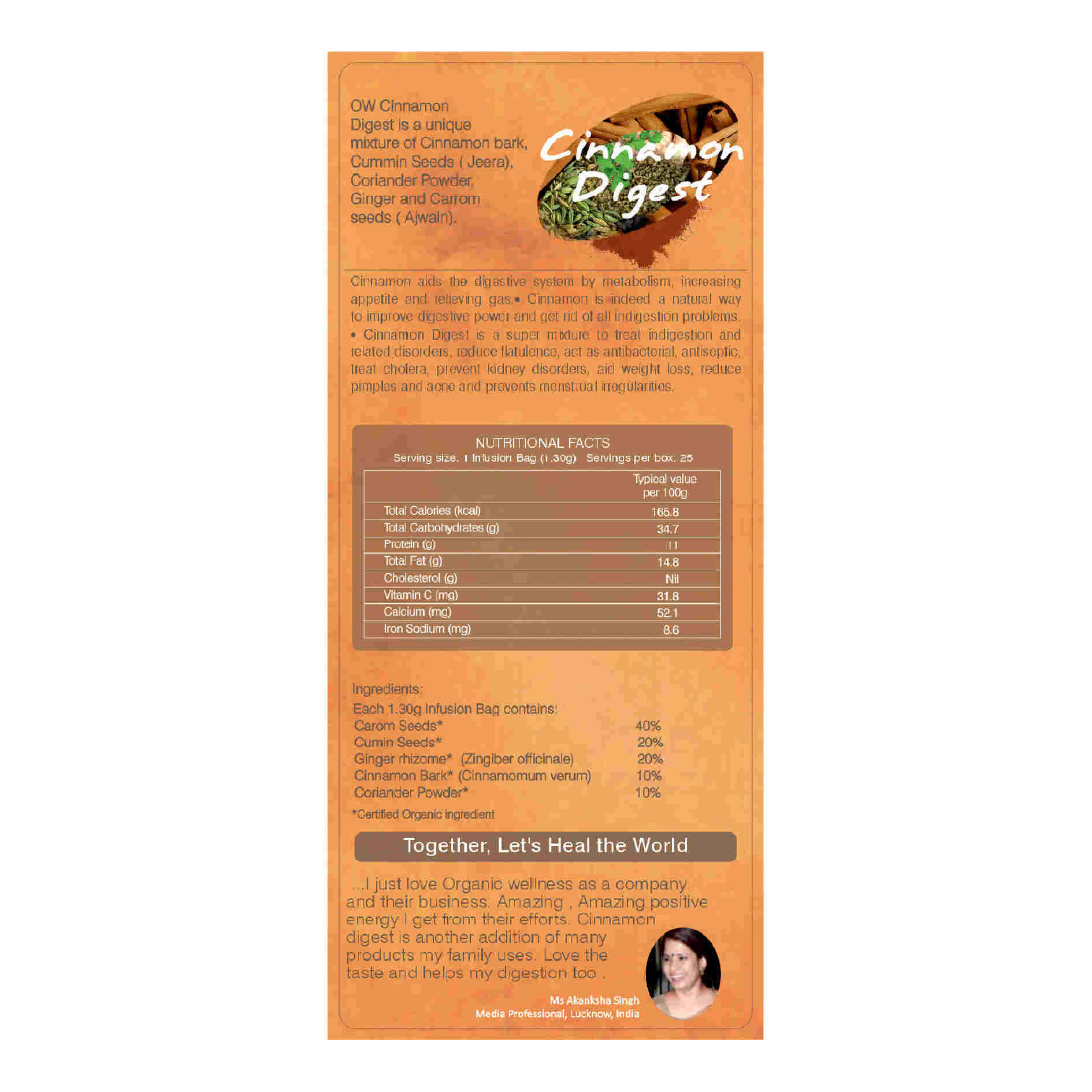 Organic Wellness Cinnamon Digest Teabags | Grocsy