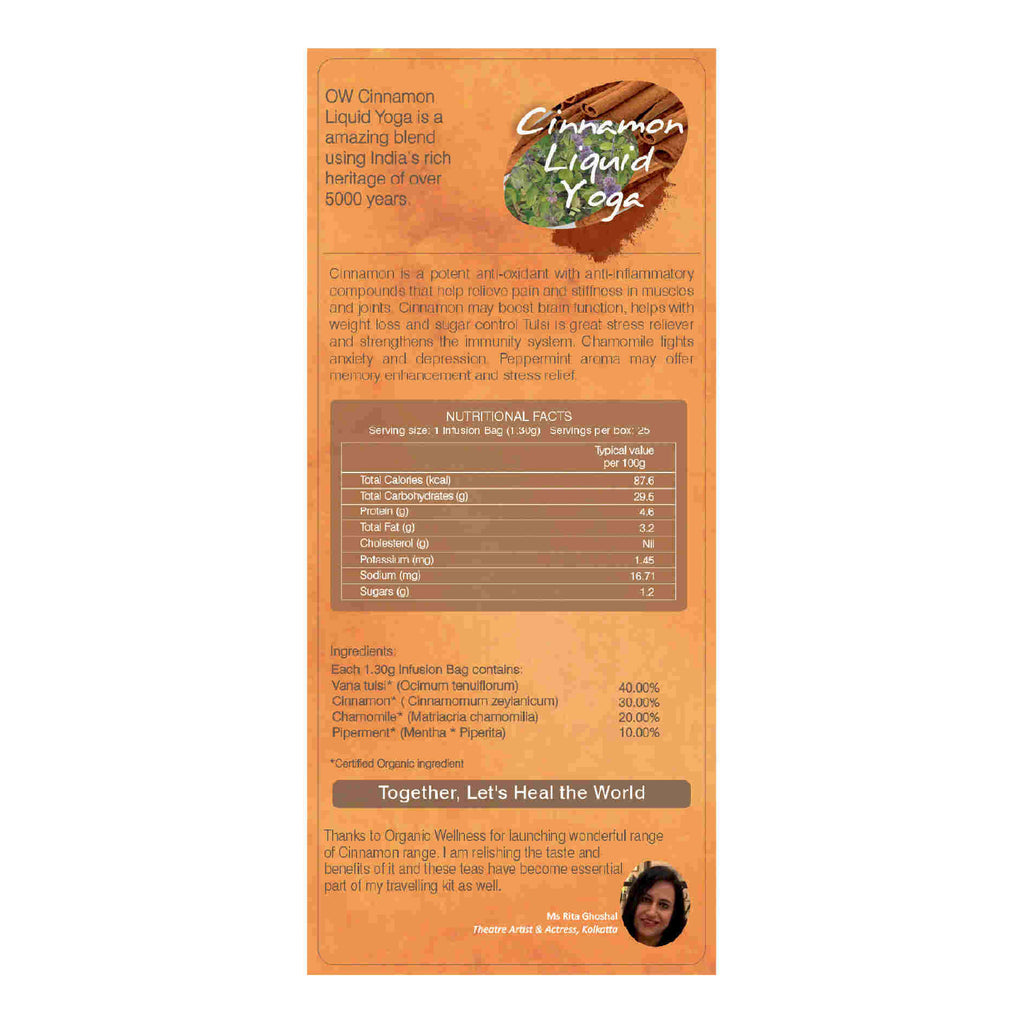 Organic Wellness Cinnamon Liquid Yoga Teabags | Grocsy