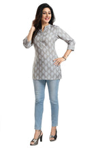 Snehal Creations Gracious Gray Rayon Short Kurti Tunic Top | Grocsy