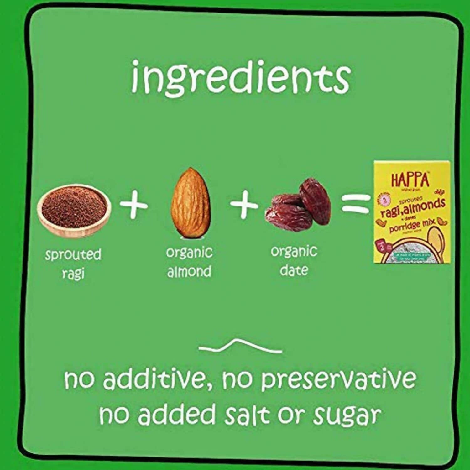 Happa Organic Baby Food Sprouted Ragi, Almonds + Dates Porridge Mix Combo | Grocsy