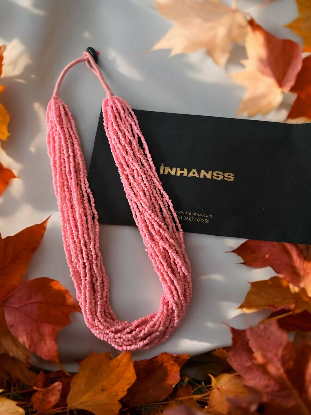 Inhanns Handmade Beaded Multilayer Necklace, 20 Layers - Light Pink | Grocsy