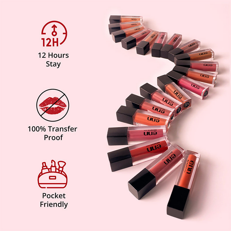 Enn Long-Lasting Liquid Lipstick With Ghee - Full Coverage & Transferproof - Pink Velvet | Grocsy