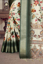 PR Fashion Multi Heavy Rich Cotton Silk Digital Print & Jacquard Saree | Grocsy