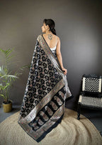 Joban Fashion Black Meenakari Banarasi Silk Sarees | Grocsy