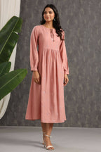 Juniper Womens Onion Pink Rayon Solid Maxi Dress With Mirror Embroidery And Full Sleeve | Grocsy