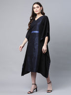 Ahalyaa Women Black Crepe Glitter Printed Kaftan Kurta | Grocsy