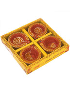 Tied Ribbons Set Of 4 Terracotta Diyas | Grocsy