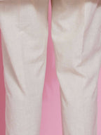 Women Republic Off White Cotton Flex Kurta With Attached Necklace And Pants | Grocsy