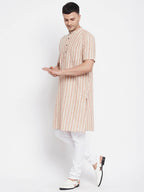 Even Apparels Yellow Pure Cotton Men's H/S Kurta With Band Collar | Grocsy