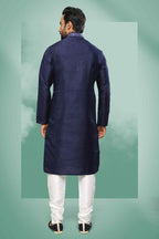 Raivat Ethnic Art Silk Mirror Embroidery Work Kurta Pajama In Blue Colour | Grocsy