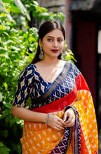 Yellow Polycotton Ethnic Motifs Saree with Unstitched Blouse - A2M | Grocsy