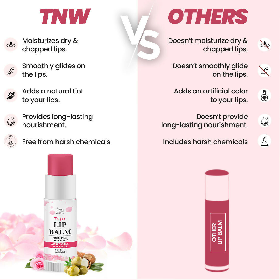 The Natural Wash Moisturizing Rose Tinted Lip Balm Shine & Natural Tint | Grocsy