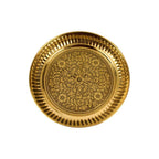 Spillbox Gold-Toned Brass Textured Thali Pooja Essential | Grocsy