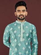 Anaita Blue Embroidered Silk Straight Kurta | Grocsy