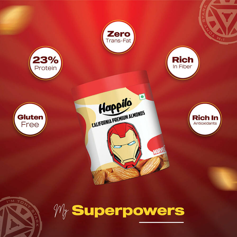 Happilo California Natural Almonds-Marvel Iron Man Edition | Grocsy