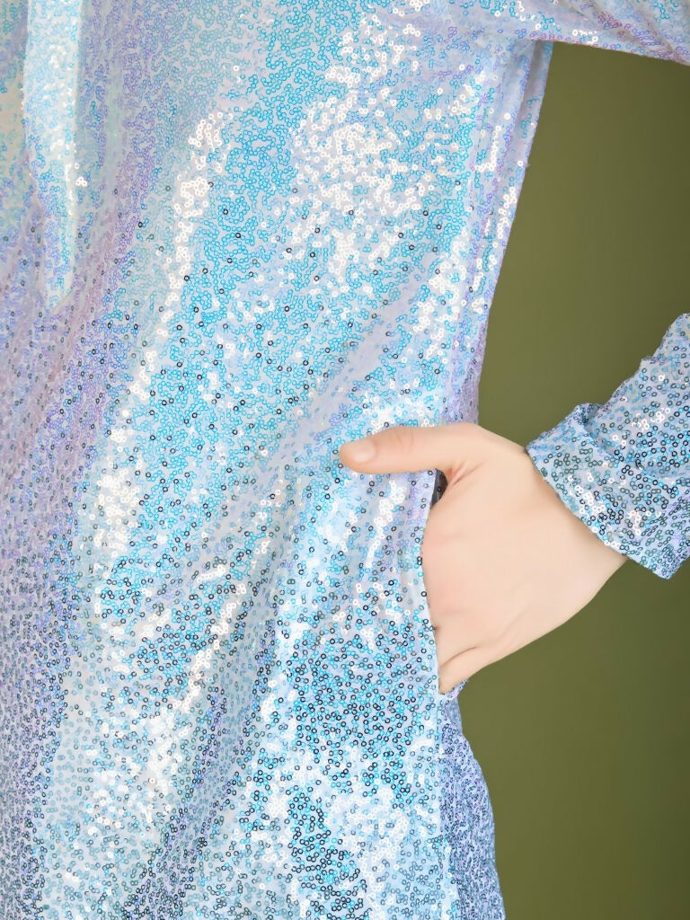 Vastranavya Ombre Blue Premium Real Georgette Thread Sequence & Embroidery work Kurta | Grocsy