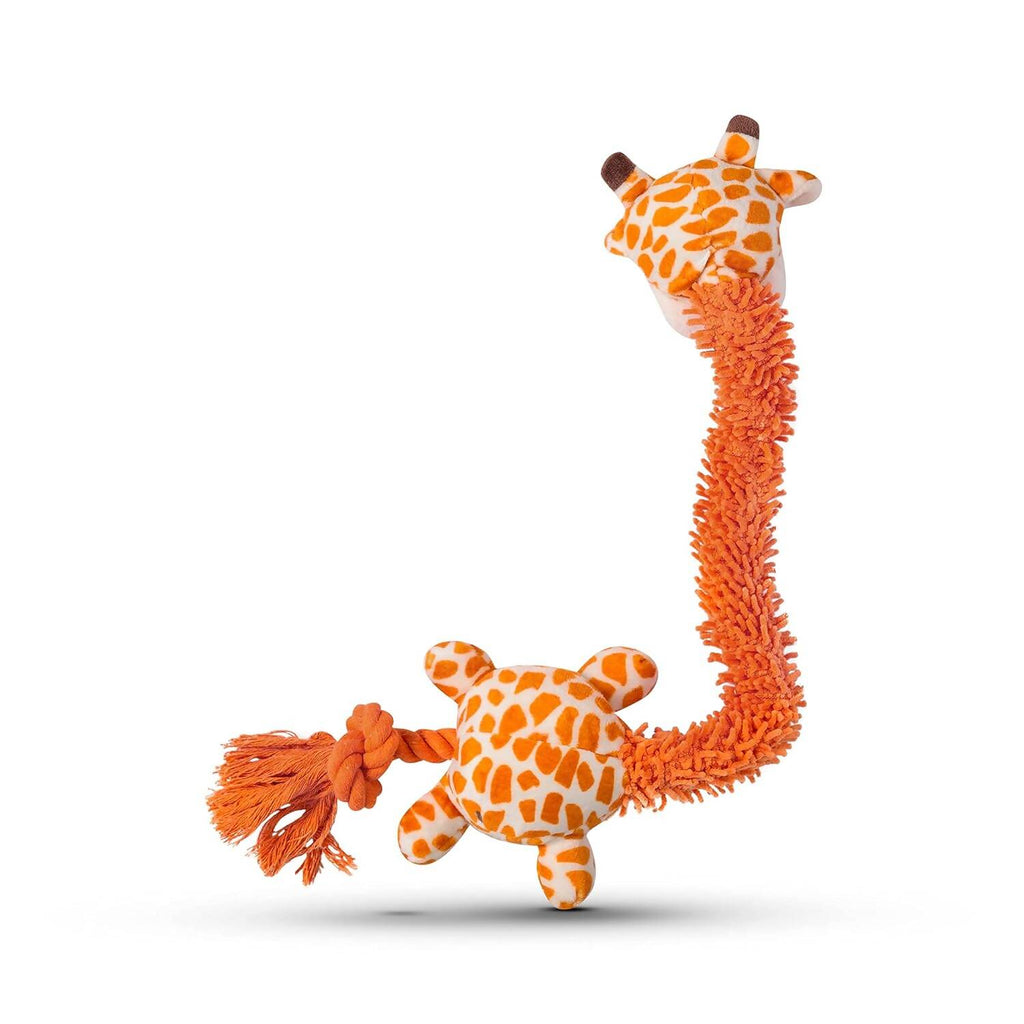 BarkButler Garry The Giraffe Soft Squeaky Plush Dog Toy - Orange | Grocsy