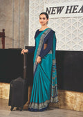 Joban Fashion Blue Crepe Silk with Traditional Print Saree | Grocsy