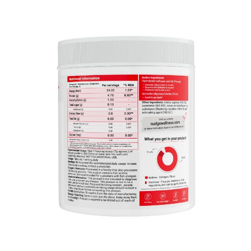 Nudge Collagen Peptide Blueberry Flavour Protein Powder | Grocsy