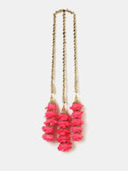 Ruby Raang Gold Gota Pati Work And Pink Rosses With Black Thread & Golden Stones | Grocsy