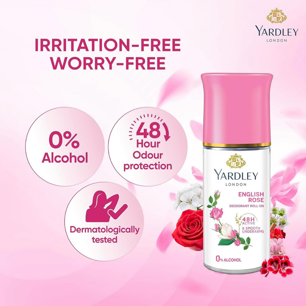 Yardley London English Rose Anti Perspirant Deodorant Roll On for Women | Grocsy