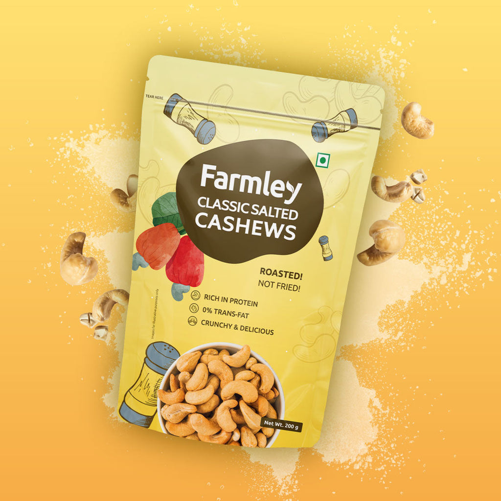Farmley Roasted & Salted Cashews 200 g & Roasted Almonds 200 g | Grocsy