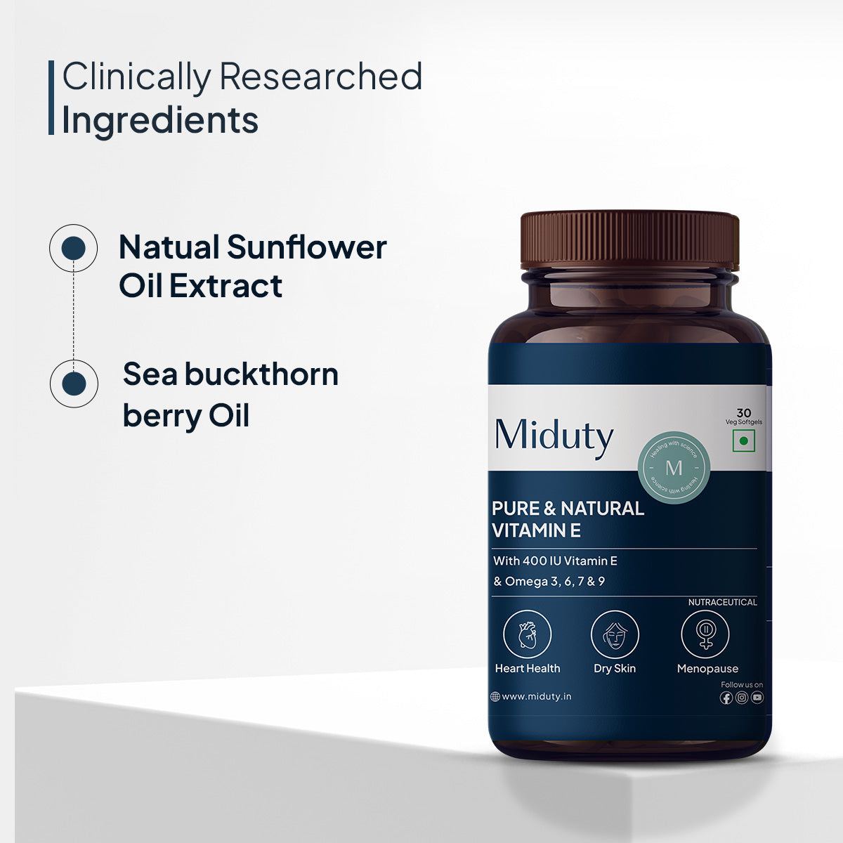 Miduty by Palak Notes Pure & Natural Vitamin E Sea Buckthorn Berry Softgels | Grocsy