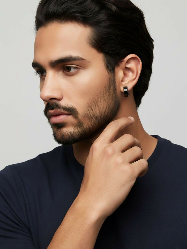 NVR Men's Set of 2 Multicolour Hoop Earrings | Grocsy