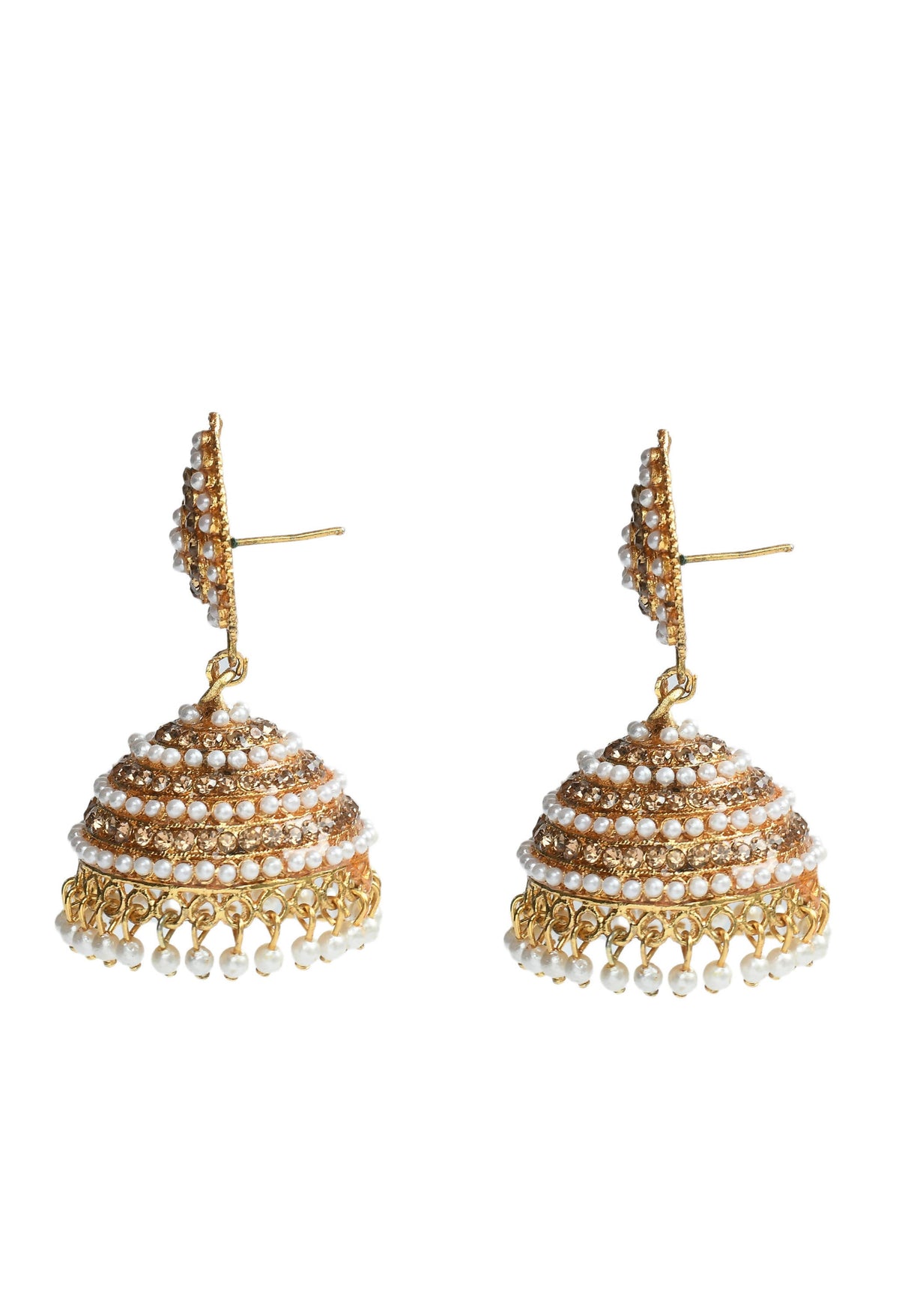 Mominos Fashion Johar Kamal Leaf Design Jhumka With Stone & Pearl | Grocsy