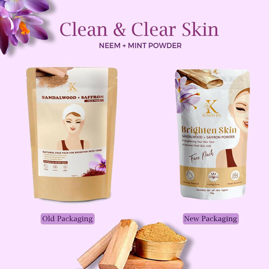 Kimayra Sandalwood + Saffron Face Pack Powder For Brighter Skin Tone, Helps In Anti-Ageing & Soothes Skin | Grocsy
