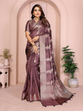 Aastha Fashion Purple Soft Organza Silk Weaving Saree | Grocsy