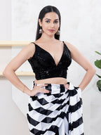 Joban Fashion Black Sequin Sleeveless Back Open Blouse | Grocsy