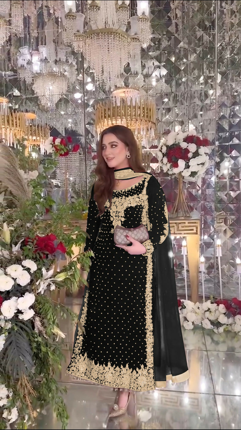 Joban Fashion Black Velvet Sequence Embroidery Work Kurta Set | Grocsy
