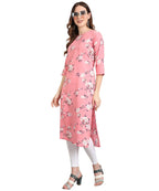 Vamika Pink French Crepe Printed Party Wear/Casual Wear Kurti | Grocsy