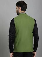 Even Apparels Nehru Jacket With Welt Pockets - Olive | Grocsy