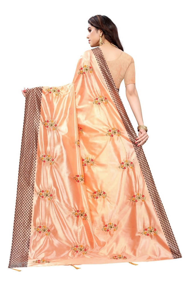 Vamika Orange Crepe Embroidery Saree (Nirali Orange) | Grocsy