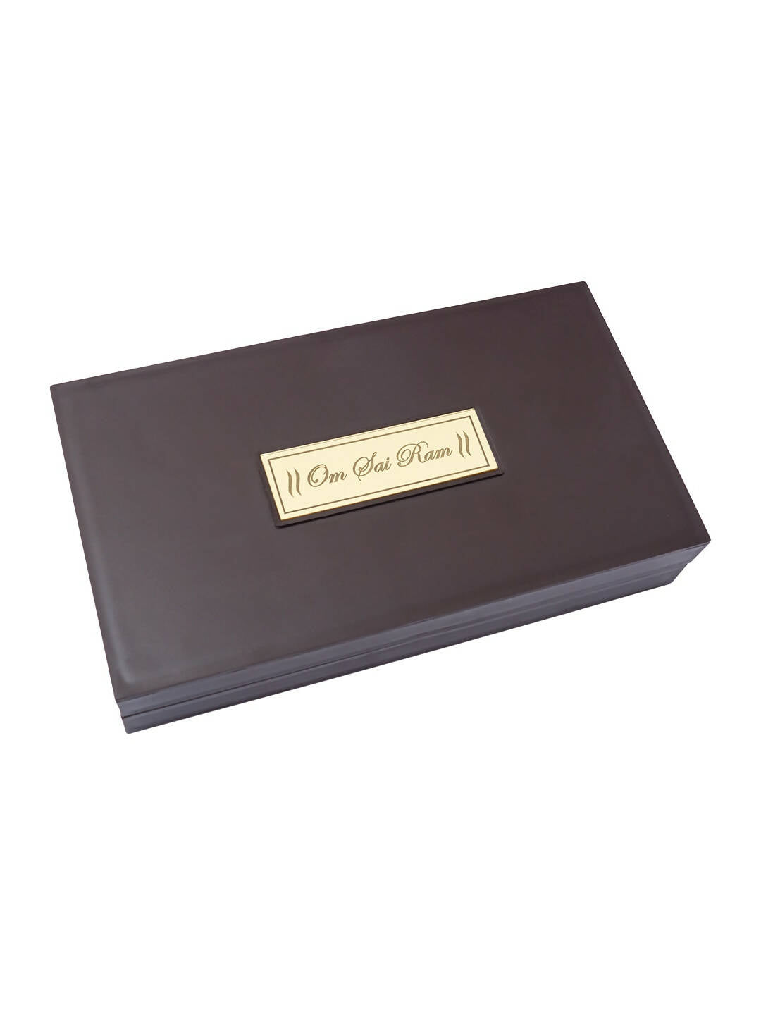 Golden Peacock Brown & Blue 24 CT Gold Foil Wooden Sri Sai Baba Pooja Box | Grocsy