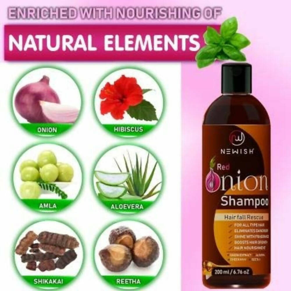 Newish Red Onion Shampoo For Hair Growth & Hair Fall Control | Grocsy