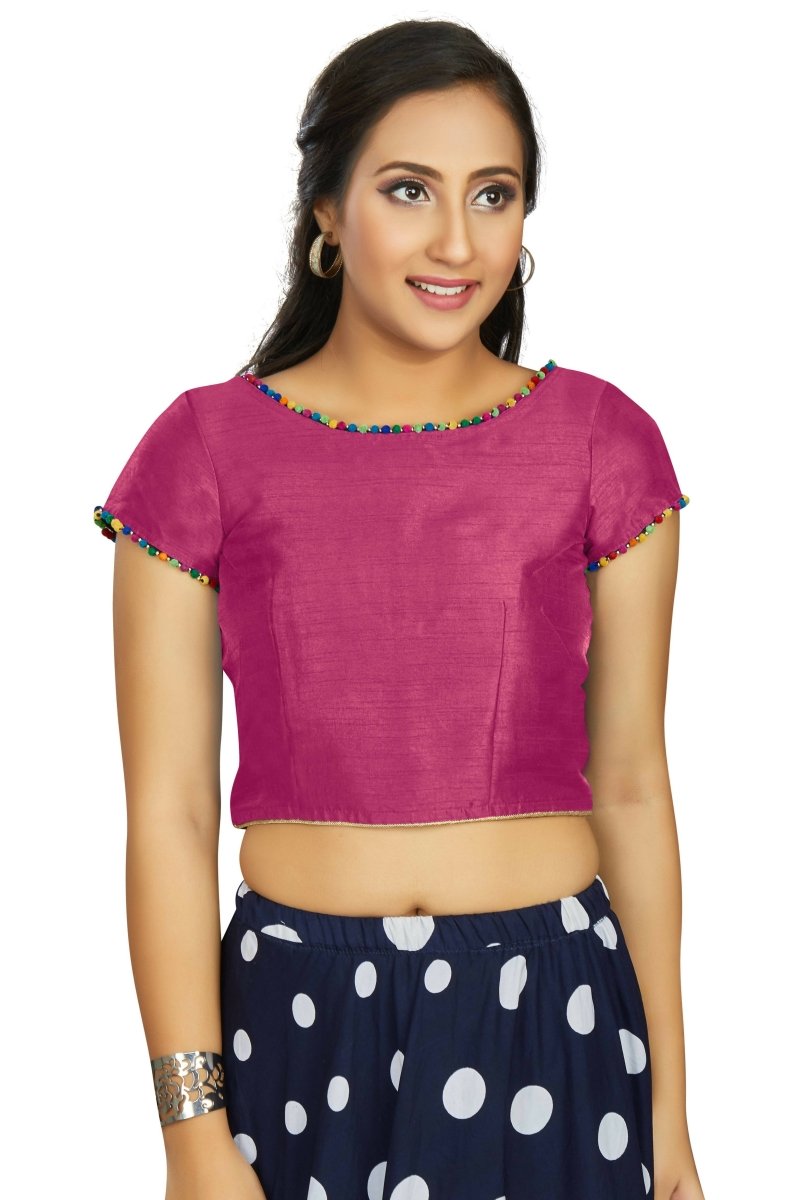 Aastha Fashion Women's Pink Art Silk Designer Party Wear Readymade Blouse | Grocsy