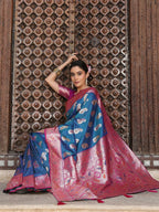Shree Shyam Fashion Sky Blue Silk Saree | Grocsy