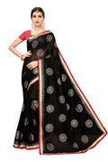 Vamika Chanderi Cotton Foil Print Black Saree (GOLDEN BIRD BLACK) | Grocsy