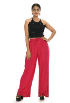 Mominos Fashion Moeza Reyon Cotton Red Color Sirsoki Work Palazzo | Grocsy