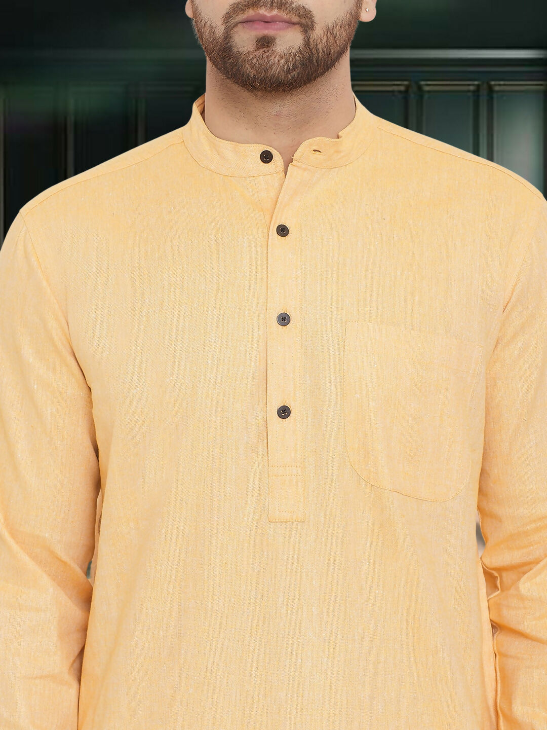Even Apparels Men's Pure Cotton Yellow Kurta | Grocsy