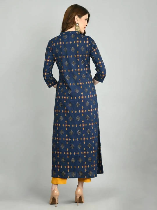 Myshka Women Navy Blue Cotton Printed Shrug, Top And Pant Set | Grocsy