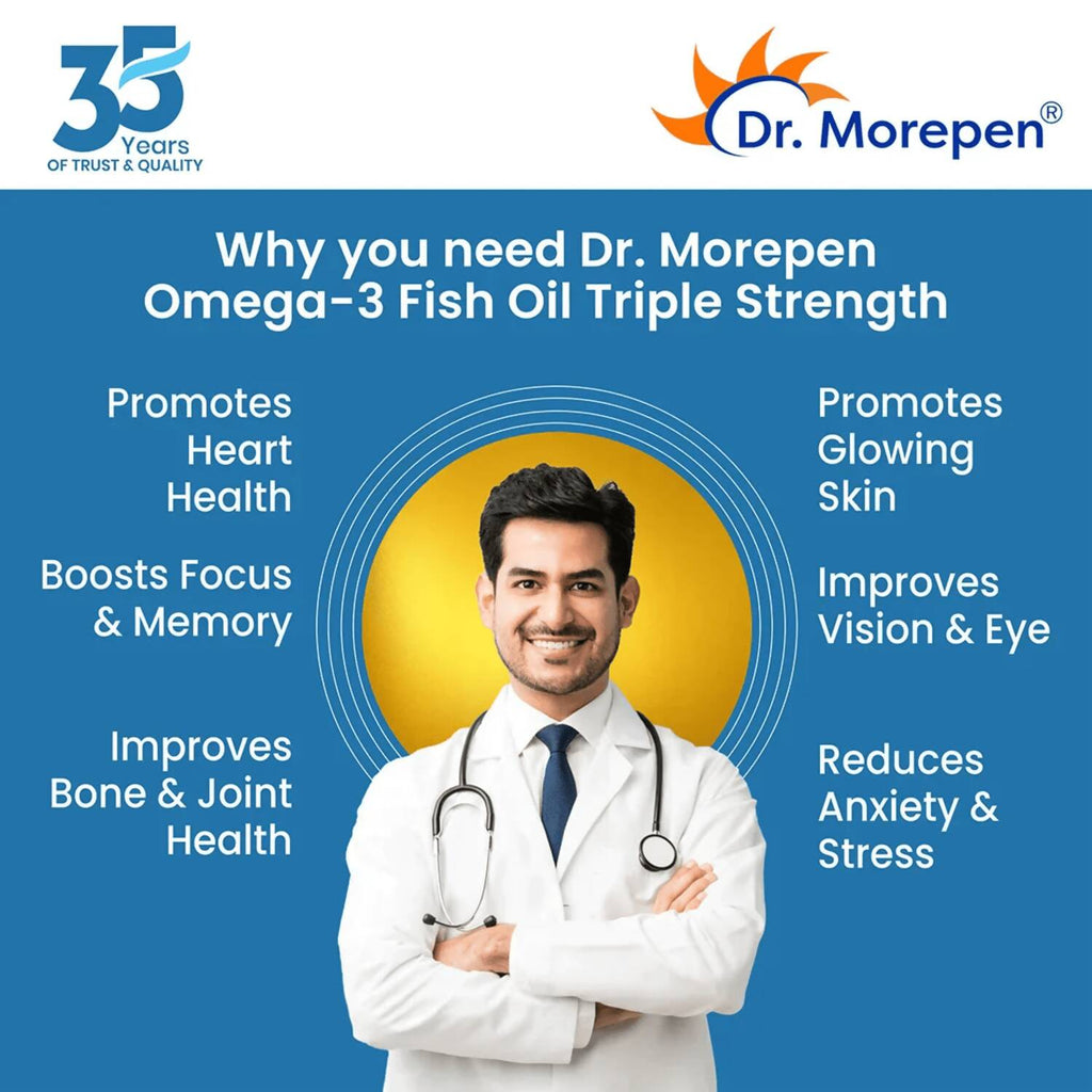 Dr. Morepen COD Liver Oil Softgels and Omega 3 Deep Sea Fish Oil Softgels Combo | Grocsy