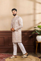 Lavender Art Silk Digital Printed, Embroidery Work Kurta Set - Mahotsav | Grocsy