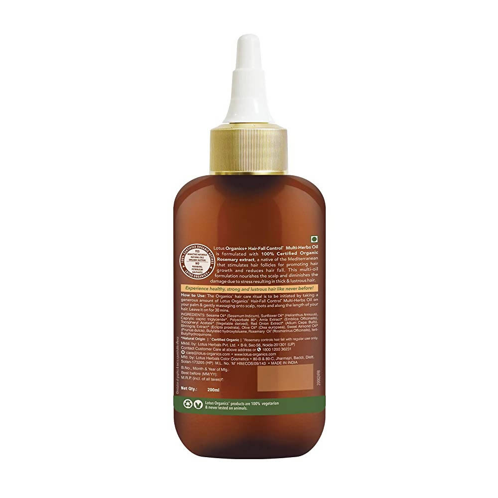Lotus Organics+ Hair Fall Control Multi-Herbs Oil | Grocsy